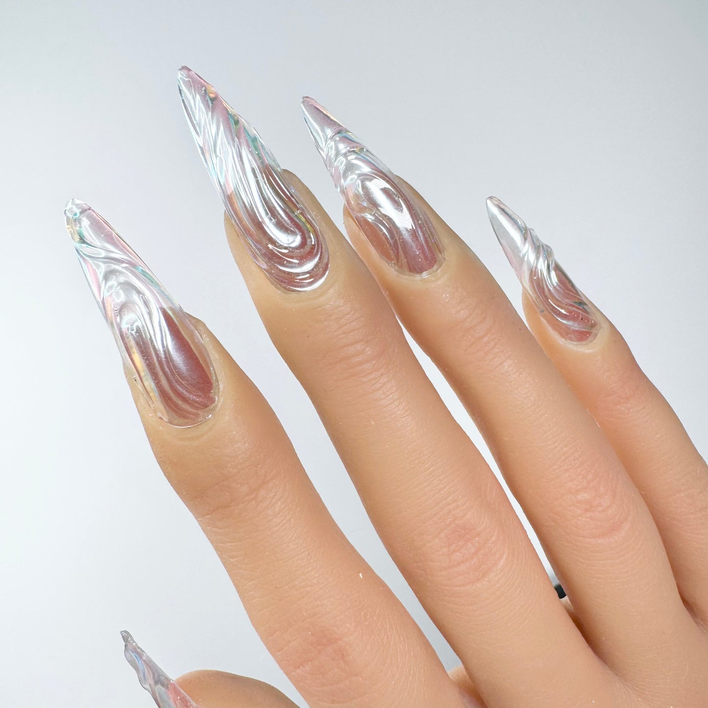 3D Pink Aurora Chrome Swirls