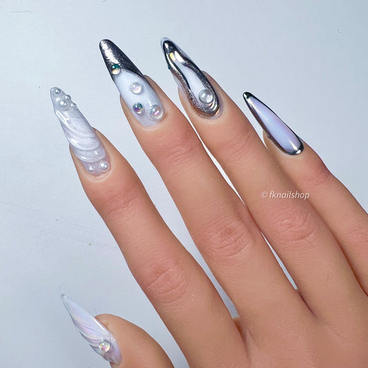 3D Milky White and Silver Mix