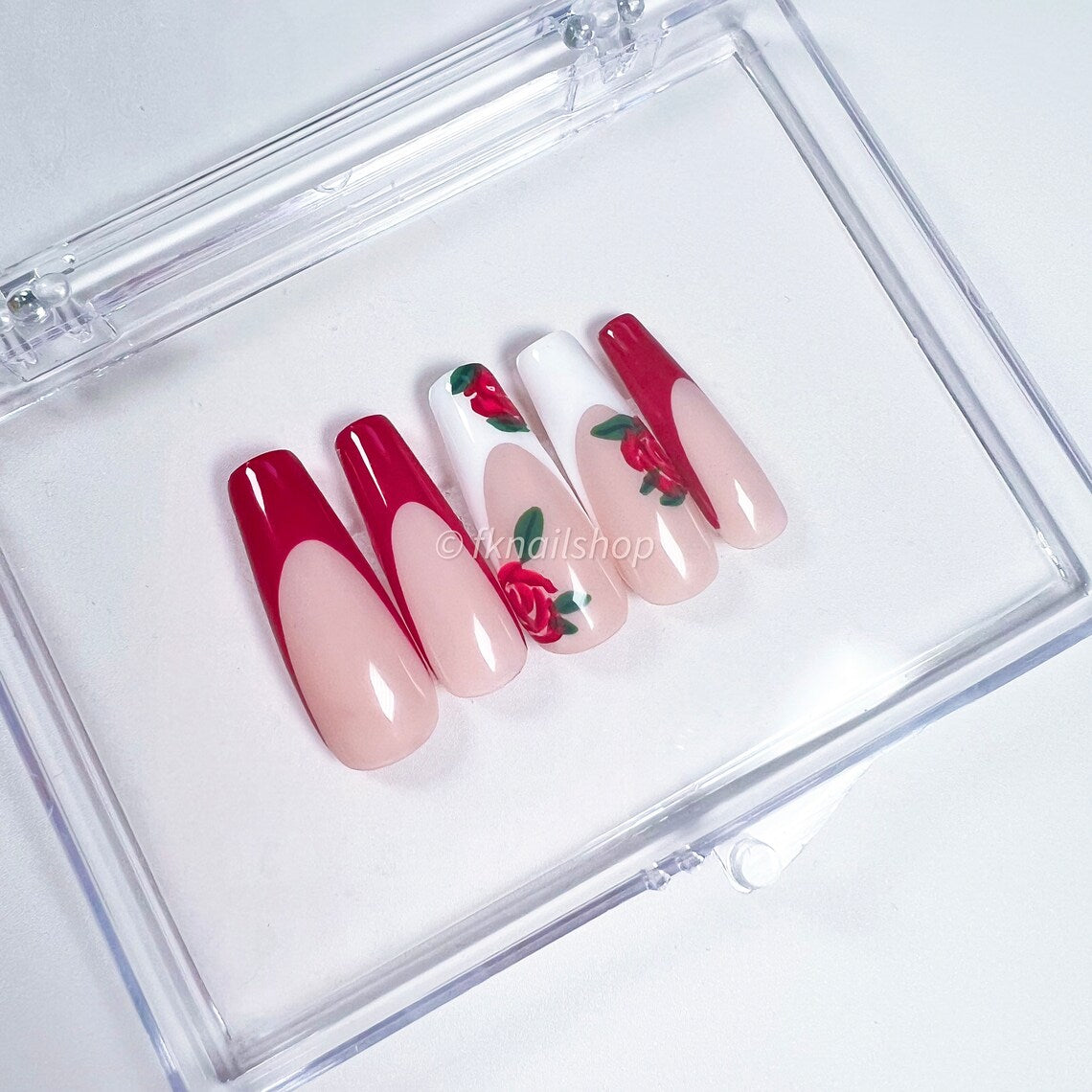 Roses in Red and White French Tip