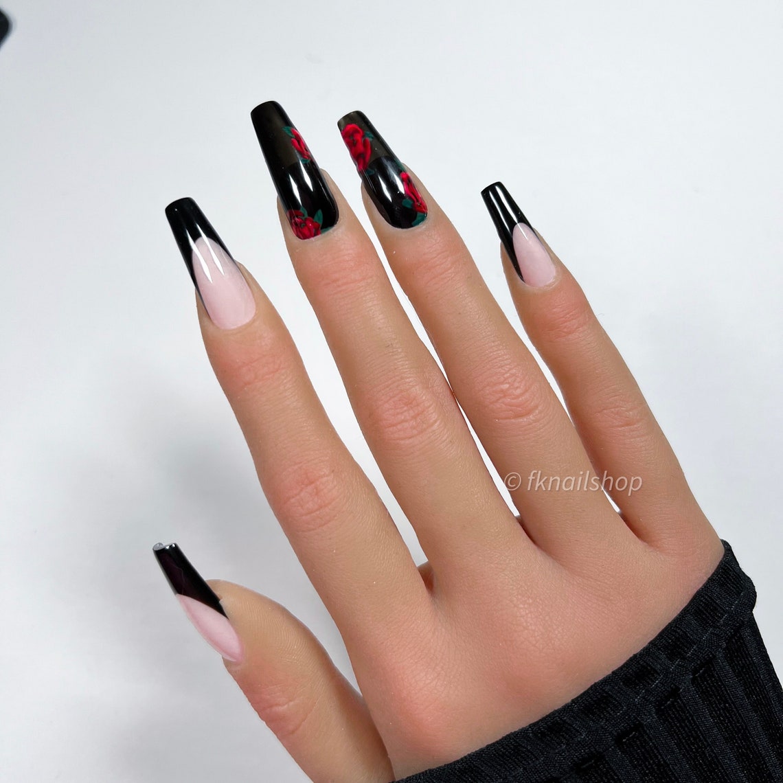 Roses in Black French Tip Mix