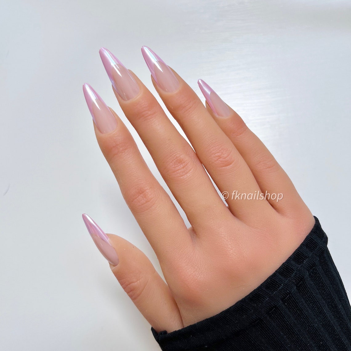 Pink Pastel Glazed Donut Chrome French Tip