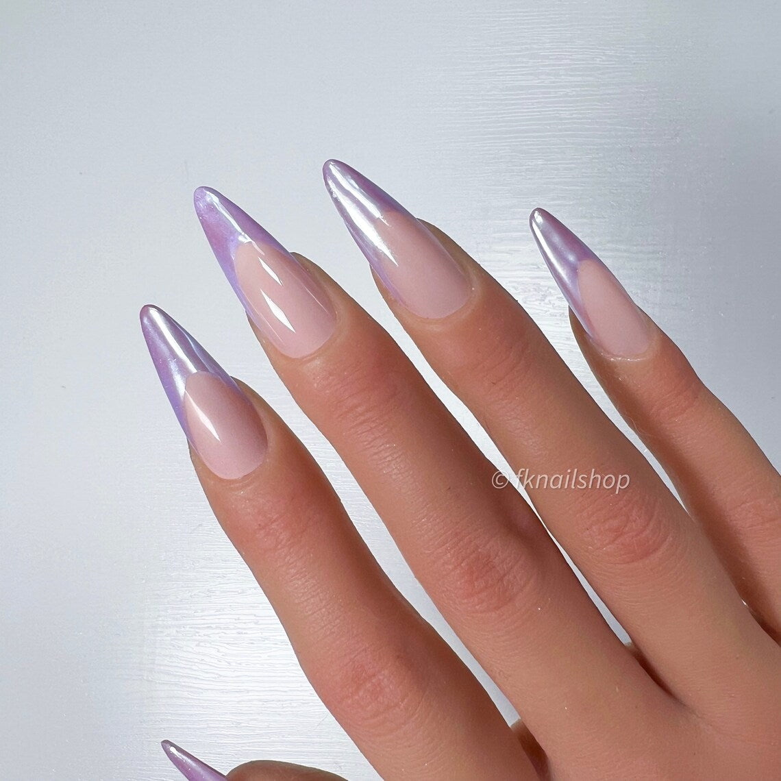 Lavender Pastel Chrome French Tip