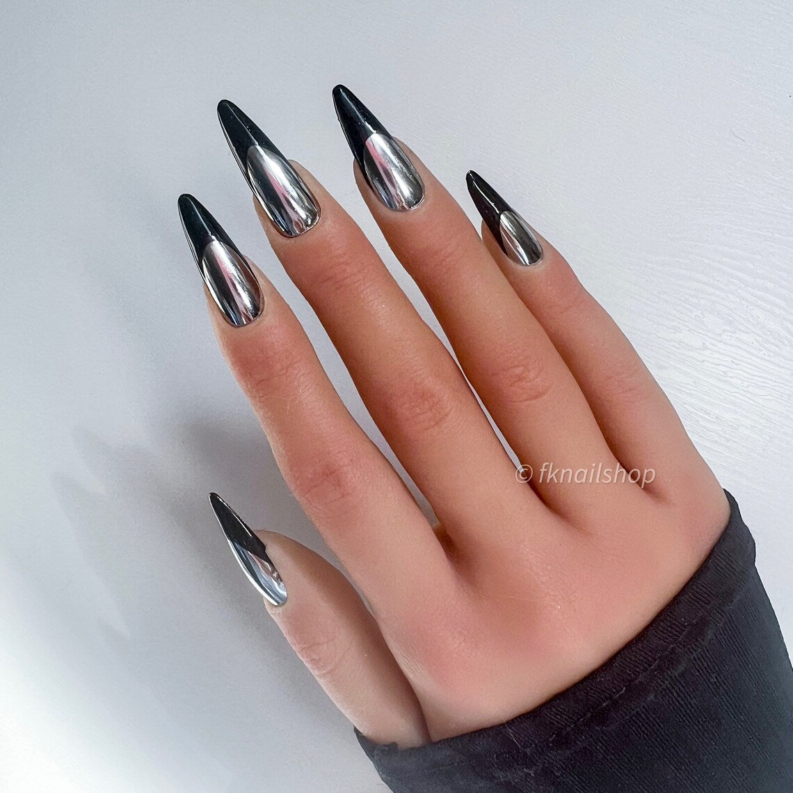 Silver Chrome with Black French Tip