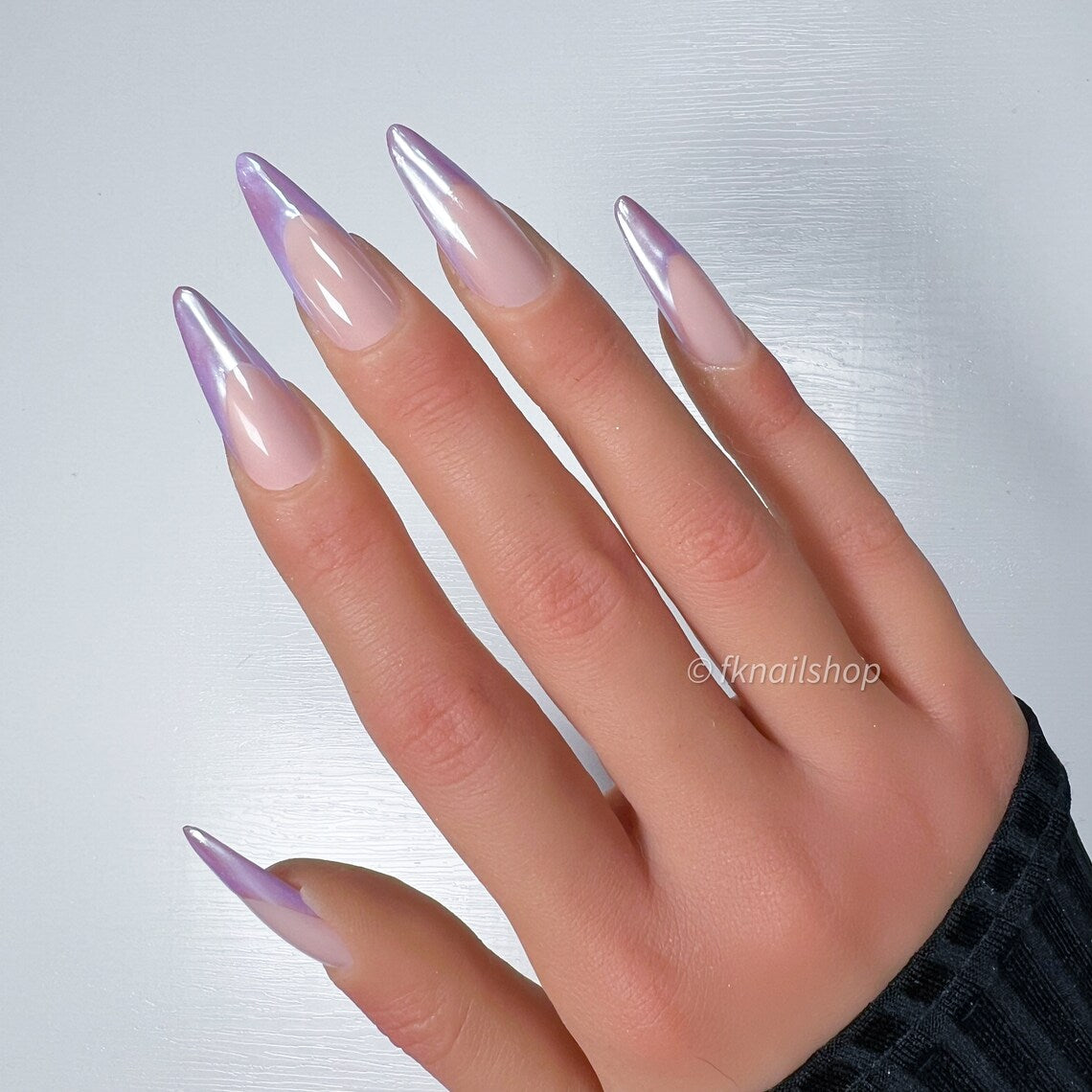 Lavender Pastel Chrome French Tip