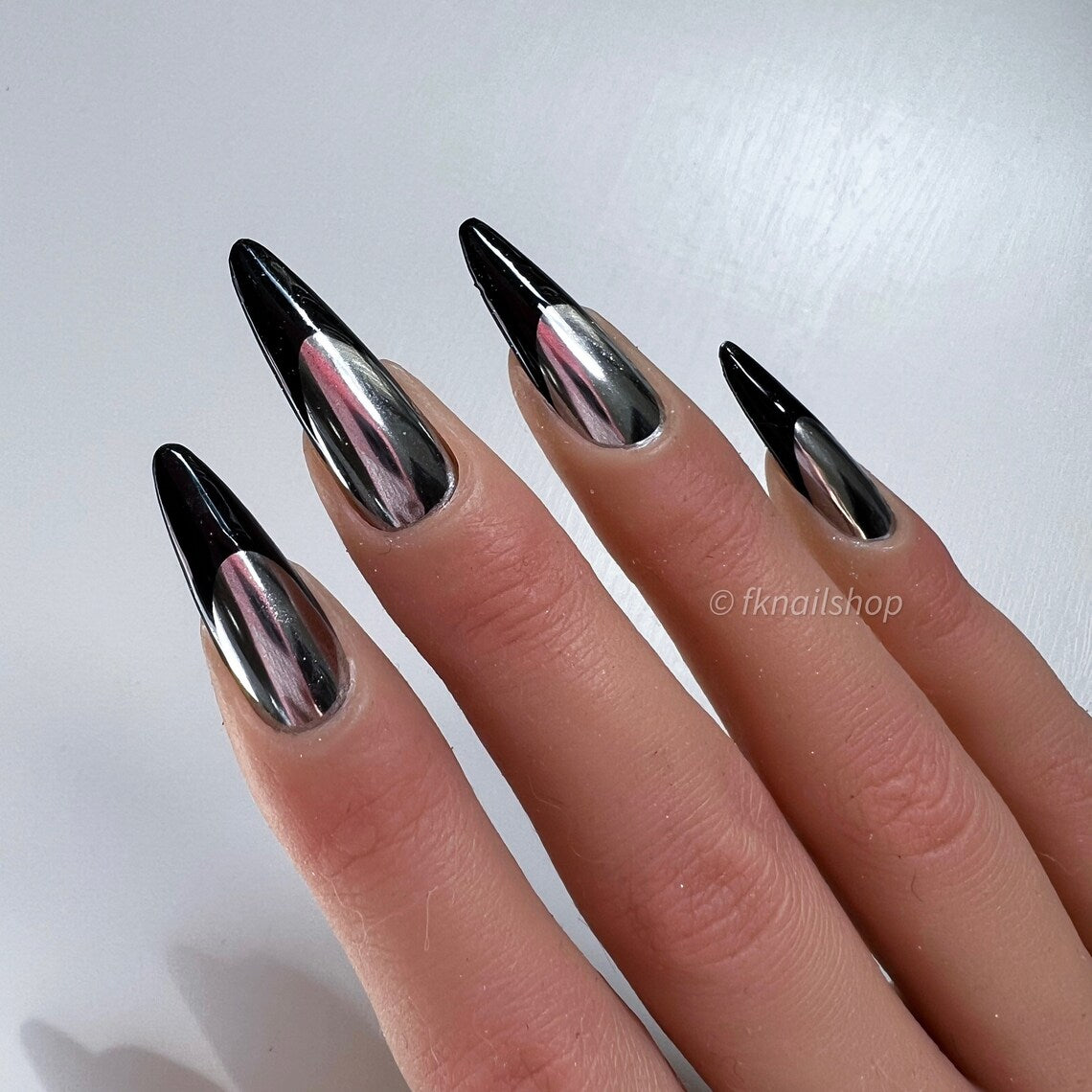 Silver Chrome with Black French Tip