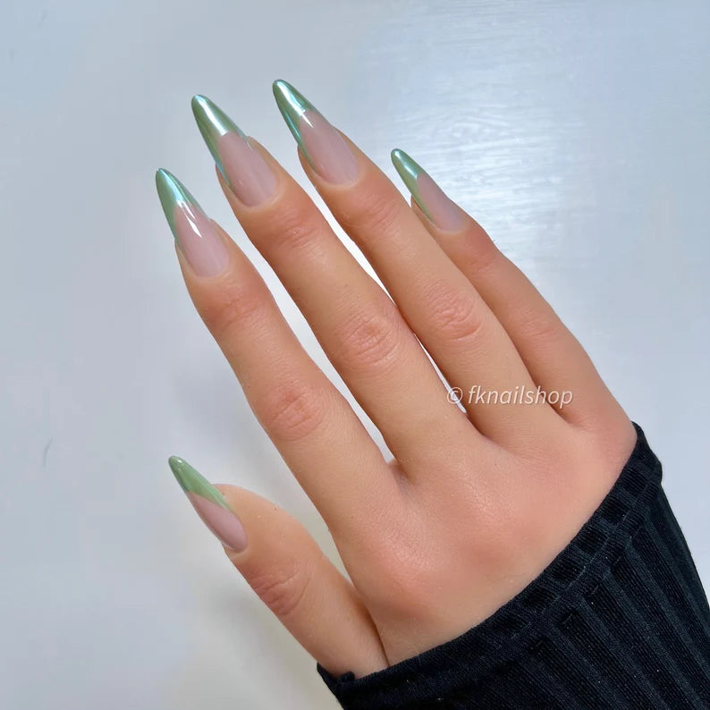 Sage Green in Glazed Donut French Tip