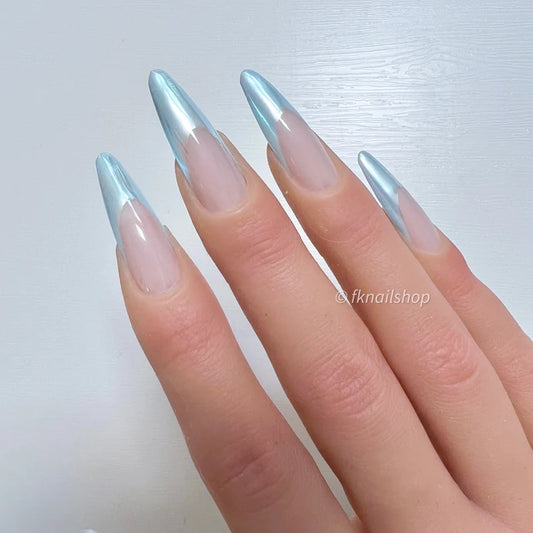 Baby Light Blue Pastel Glazed Donut French Tip