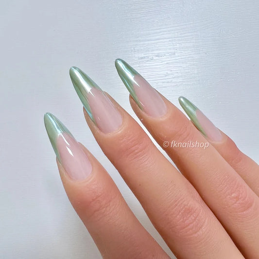 Sage Green in Glazed Donut French Tip