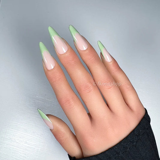 Sage Green Pastel French Tip