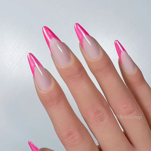 Barbie Neon Pink in Glazed Donut French Tip