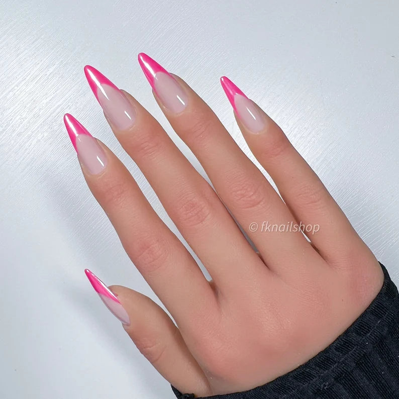 Barbie Neon Pink in Glazed Donut French Tip