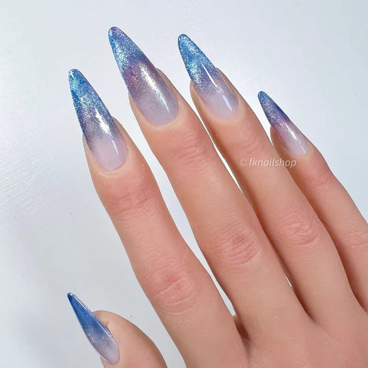 Galaxy Cat Eye Glitter French Tip