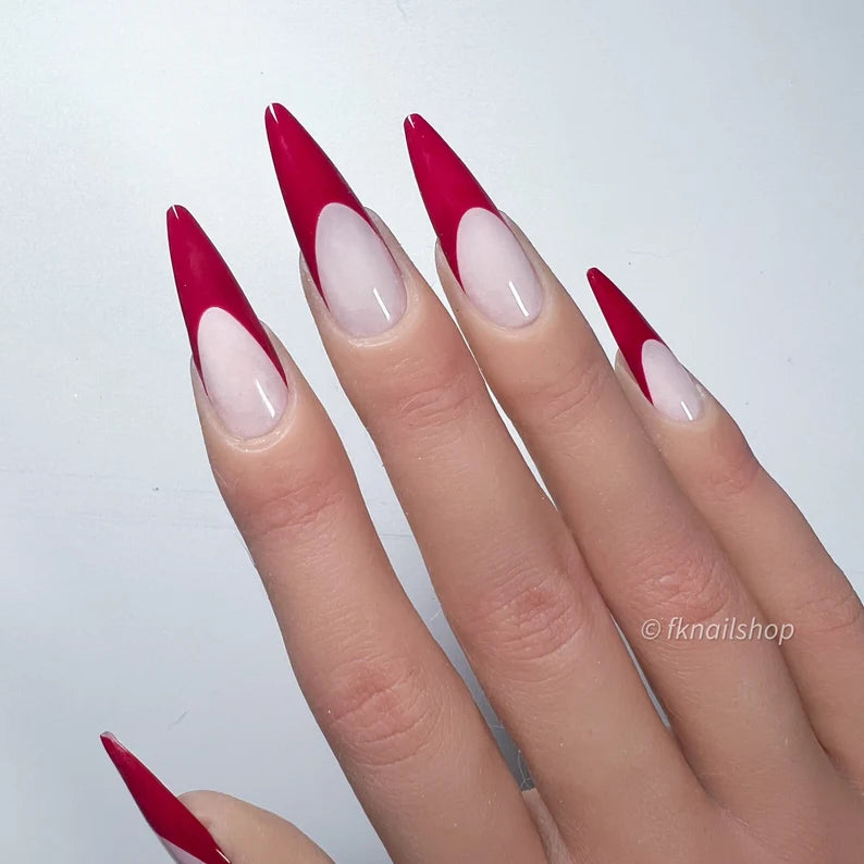 Dark Red French Tip